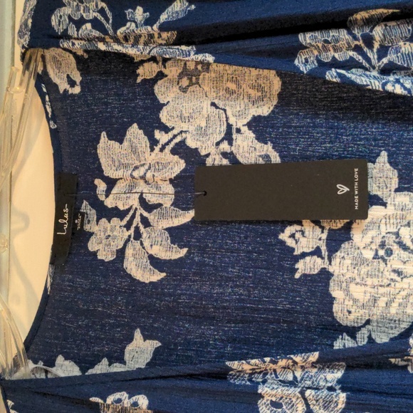 Lulus Navy Blue Floral Print Wrap Maxi Dress Womens NWT - Picture 6 of 8